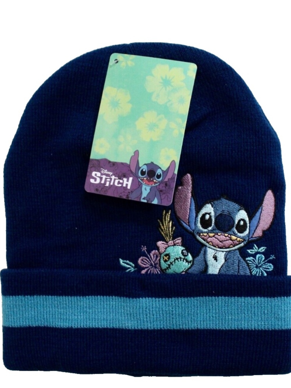 Disney Lilo & Stitch Stitch & Scrump Varsity Stripe Knit Beanie Hat NEW